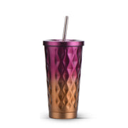Metallic Double Wall Tumblers With Straw And Lid - KnK krafts
