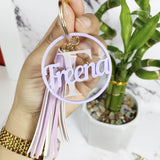 Personalised acrylic keyring with tassel - KnK krafts