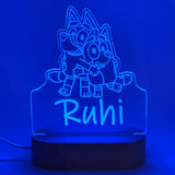 Personalised Bluey and Bingo Led Night Light - KnK krafts