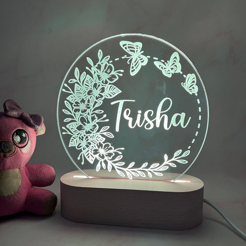 Personalised Butterfly Wreath Led Night Light - KnK krafts