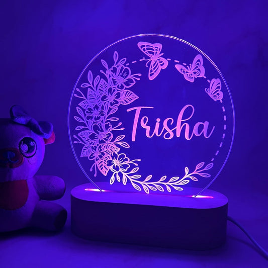 Personalised Butterfly Wreath Led Night Light - KnK krafts