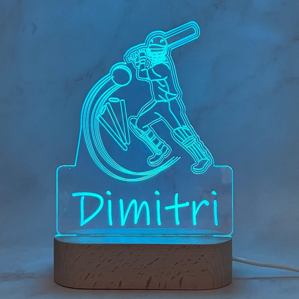 Personalised Cricket Led Night Light - KnK krafts