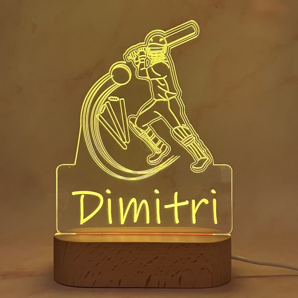 Personalised Cricket Led Night Light - KnK krafts