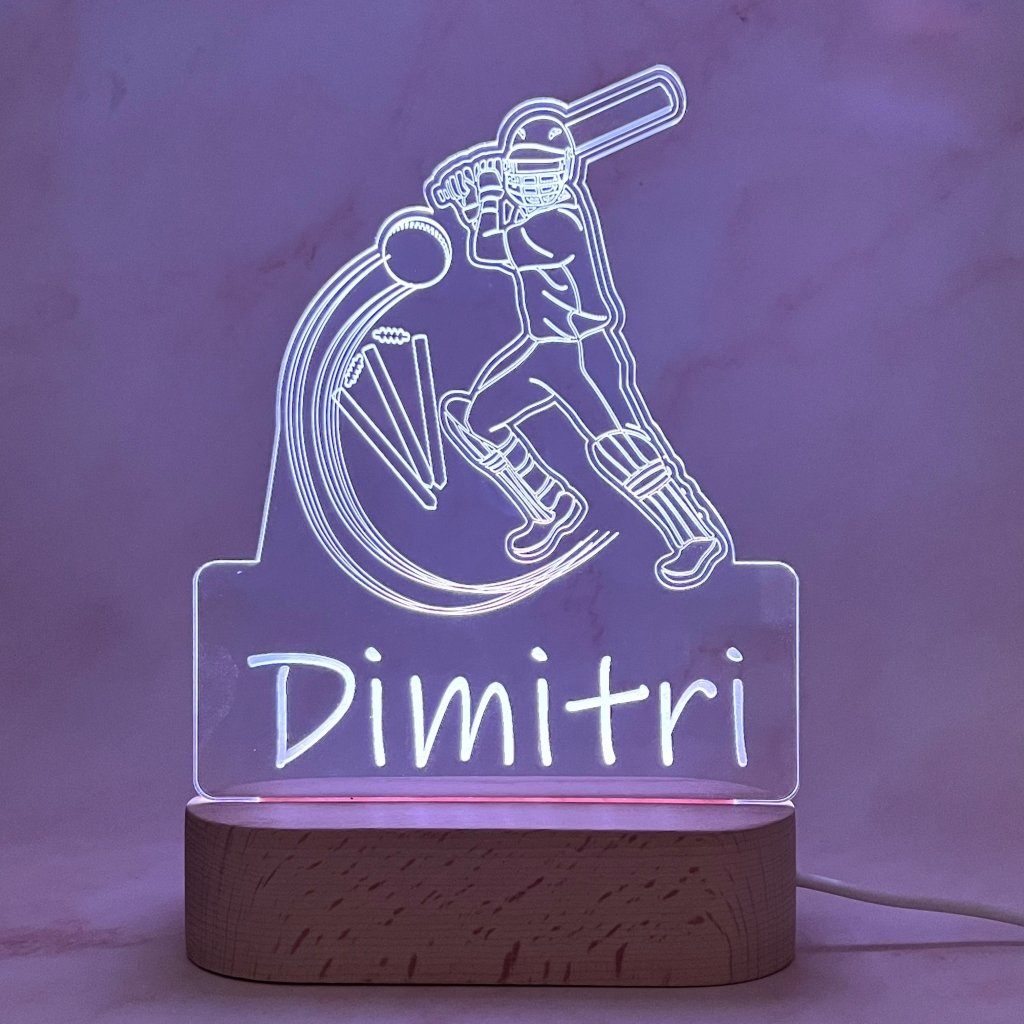 Personalised Cricket Led Night Light - KnK krafts