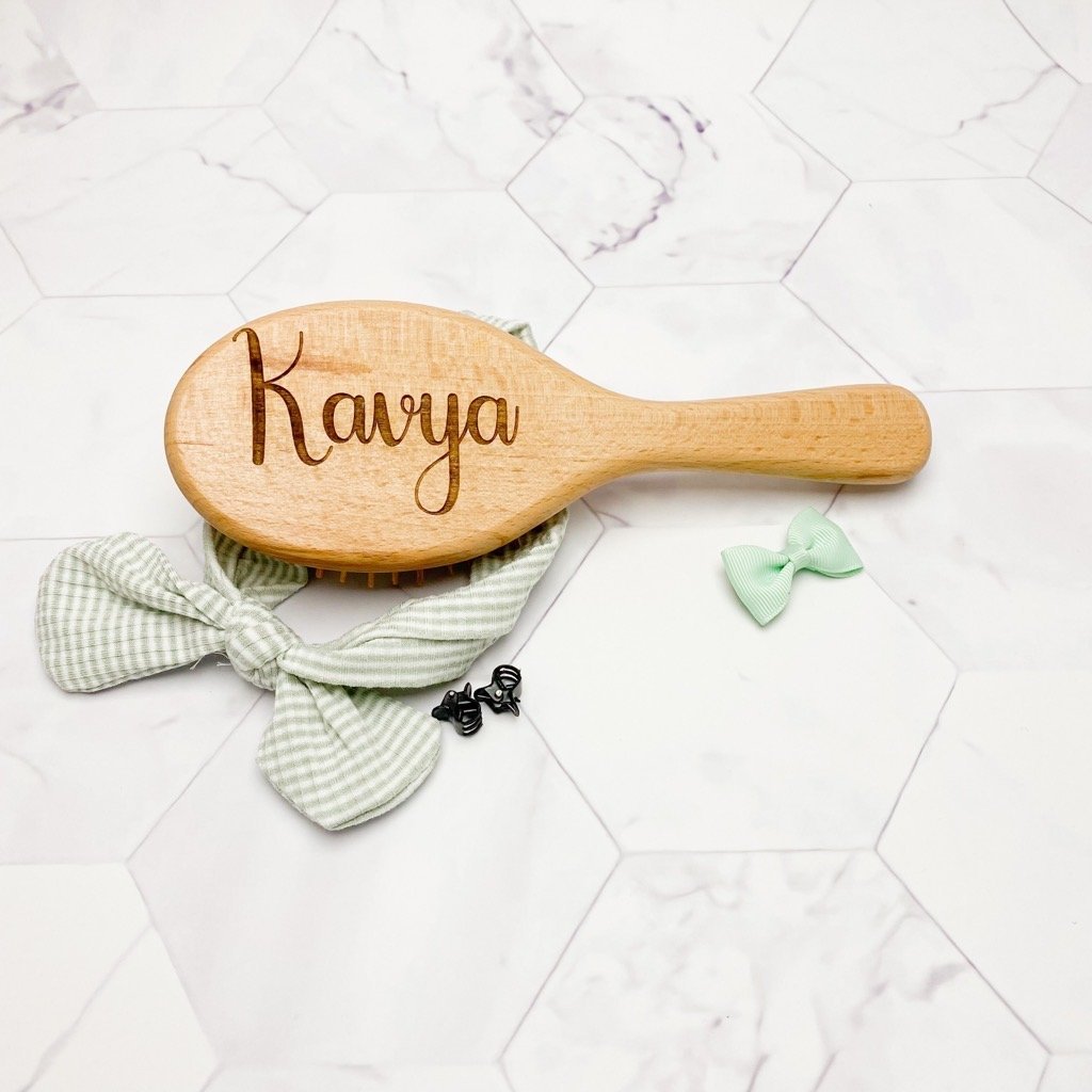 Personalised Engraved Bamboo Brush Oval - KnK krafts