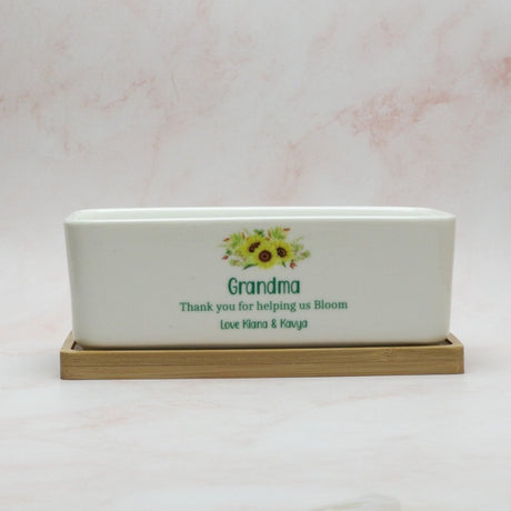 Personalised Mothers Day Planter Pots- Rectangle - KnK krafts