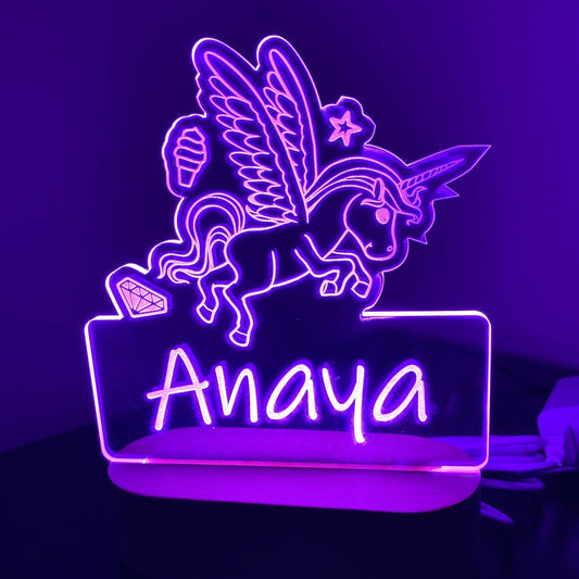 Personalised Unicorn Wings Led Night Light - KnK krafts