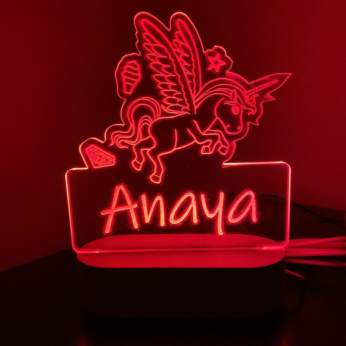 Personalised Unicorn Wings Led Night Light - KnK krafts