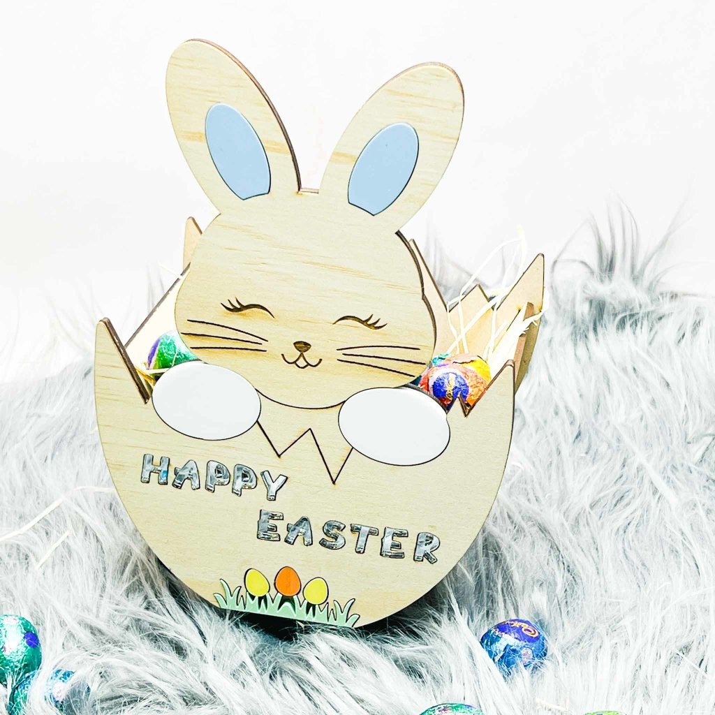 Wooden Easter Egg Basket - Bunny - KnK krafts