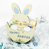 Wooden Easter Egg Basket - Bunny - KnK krafts